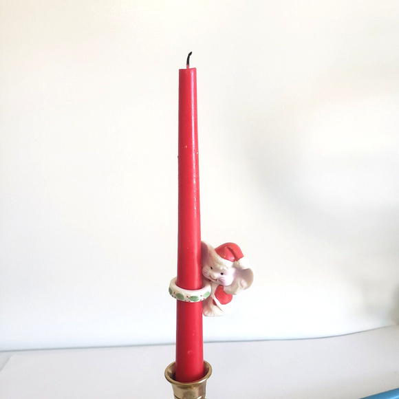 Vtg Set Mice Christmas Mouse CandleBuddy Hugger Climber Ceramic Beacon Hill Inc - Picture 2 of 9